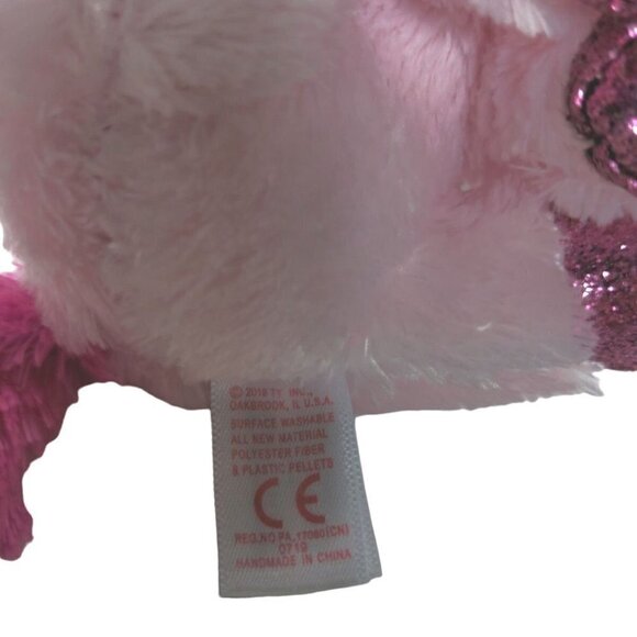 Ty Beanie Boo Darling Pink Unicorn Plush Holding Heart Stuffed Animal 2019 6.5" - Picture 6 of 6